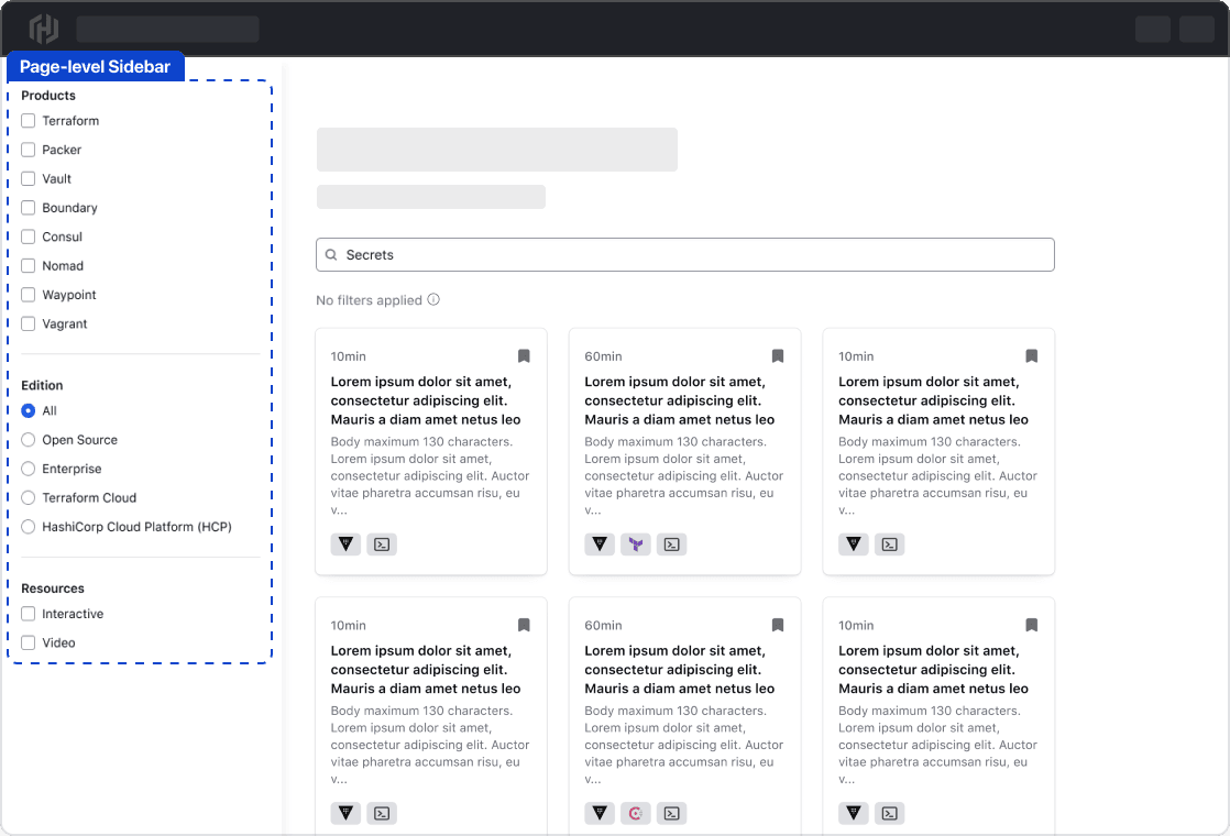 Vertical orientation of the filter bar